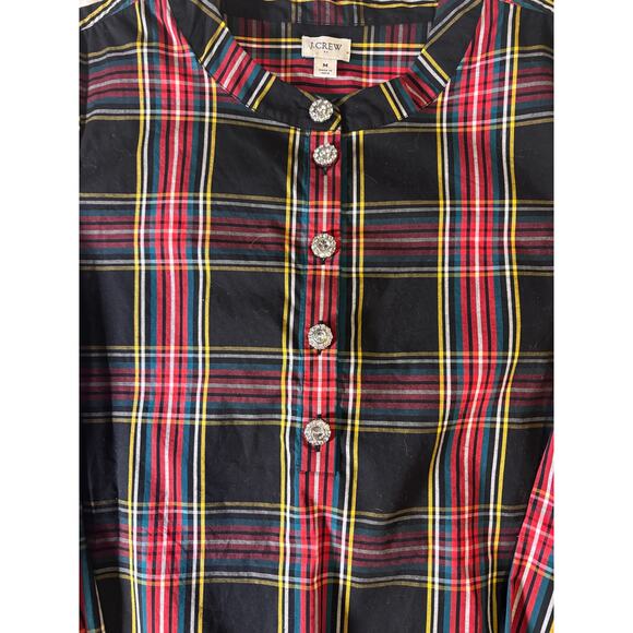 J. Crew tartan popover tunic with jeweled buttons medium - Picture 3 of 4